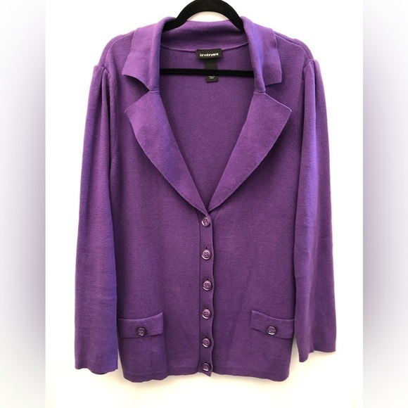Lane Bryant Knit Cardigan Long Sweater Jacket Purple Size 18/20 - Picture 1 of 16